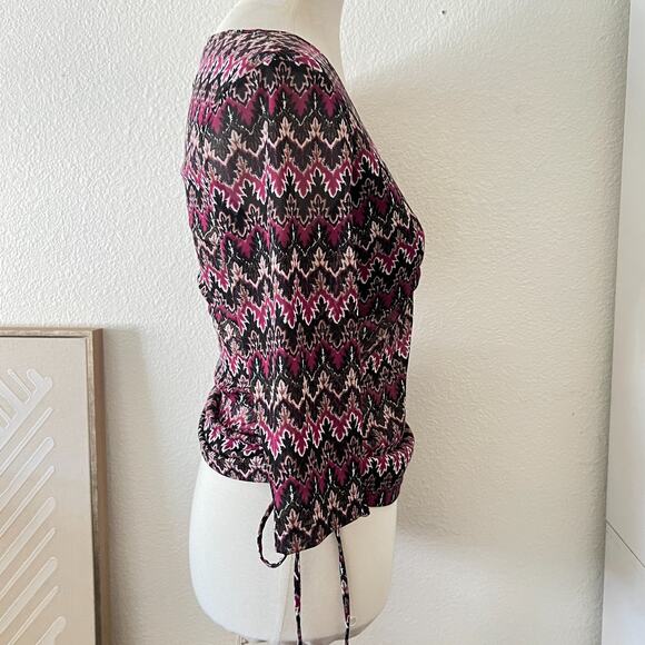 Vintage Iz Byer Womens Baby Doll Top Sz L 90S Y2K Rachel Boho Hippie Chevron 70s - Picture 3 of 10